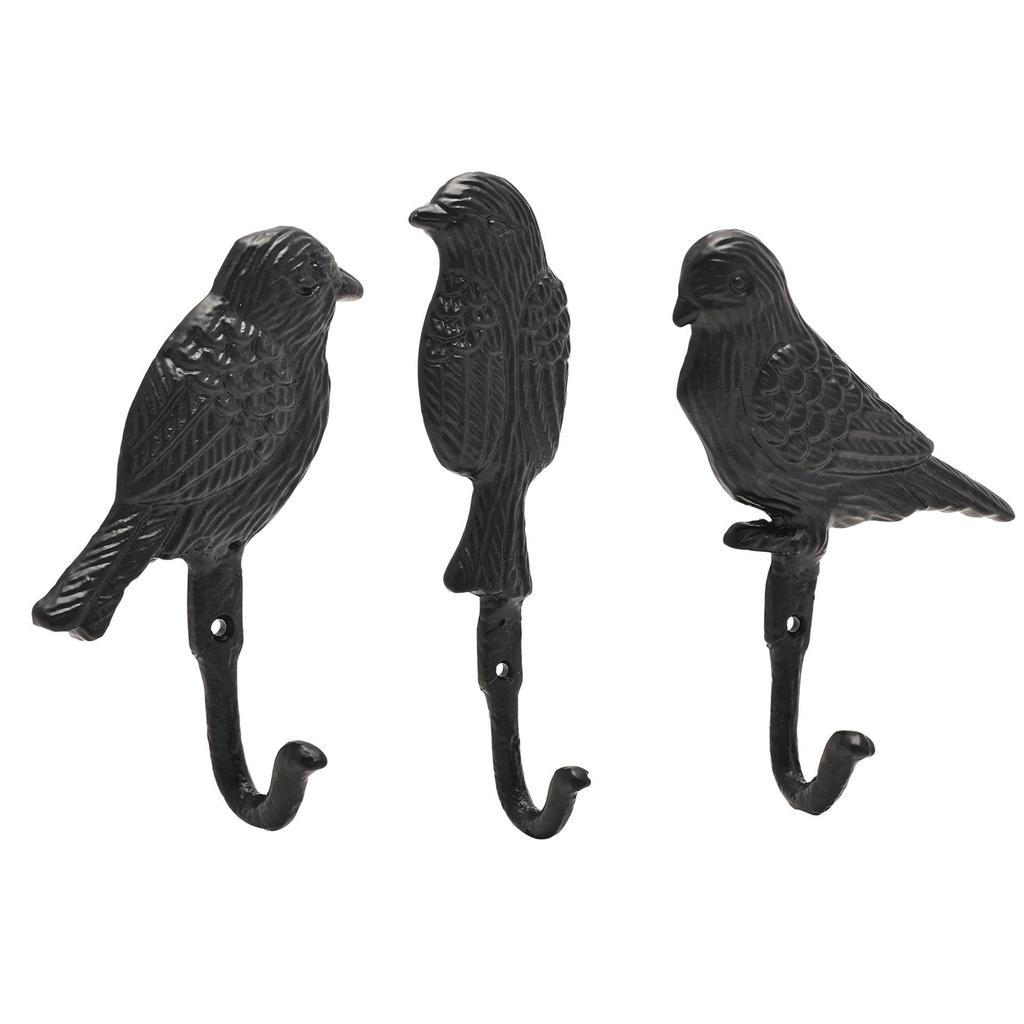 Set of 3 Country Living Cast Iron Wall Hooks - Birds