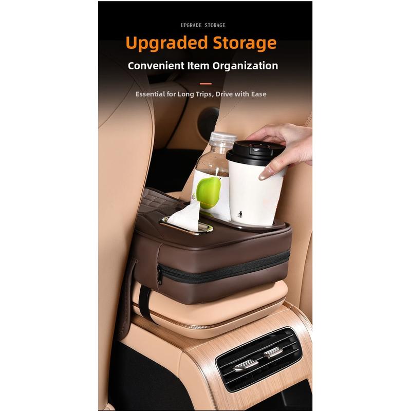 Car Armrest Box Height Increase Cushion Pad With Cup Holder & Storage Organizer Adjustable Automotive Interior Accessories