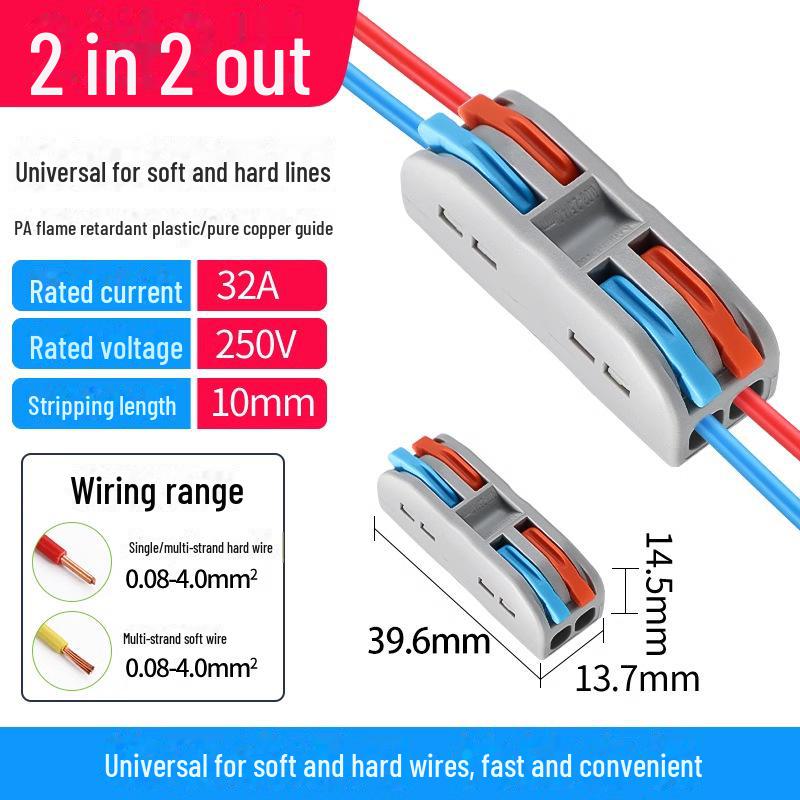 Terminal de conectare rapidă PCT SPL-12345: Conector electric multifuncțional cu 2 poziții pentru cabluri de calibru 4, 2 intrări, 2 ieșiri