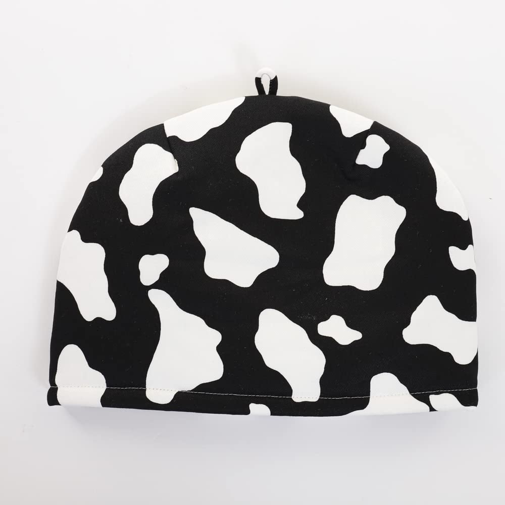 Stylish Tea Cozy Teapot Cover with Holstein Cow Black Animal Design, Crafted by Kawashima Sachiko and Akiko, Made In Japan, 100% Cotton