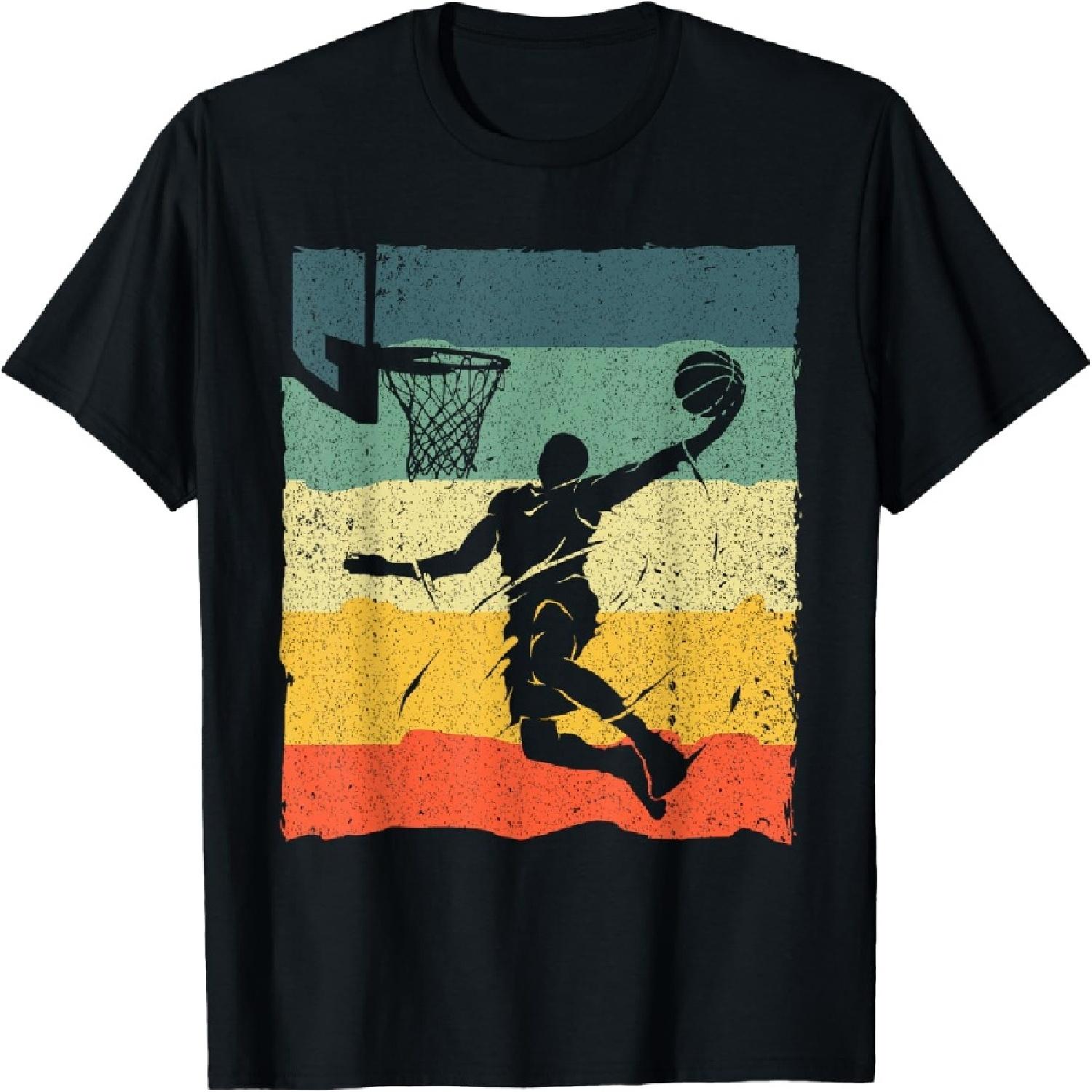 

Cool Basketball Art For Men Women Vintage Basketball Player T-Shirt S