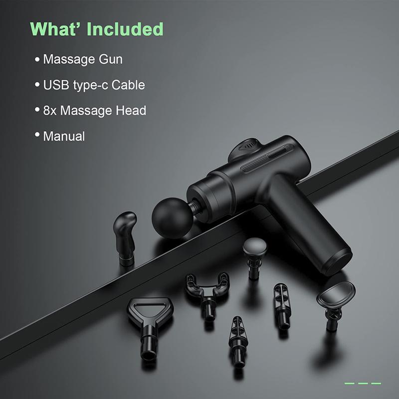 Electric Deep Tissue Massage Gun with 8 Interchangeable Heads for Arms Back Legs & Full Body, Portable Device for Sport