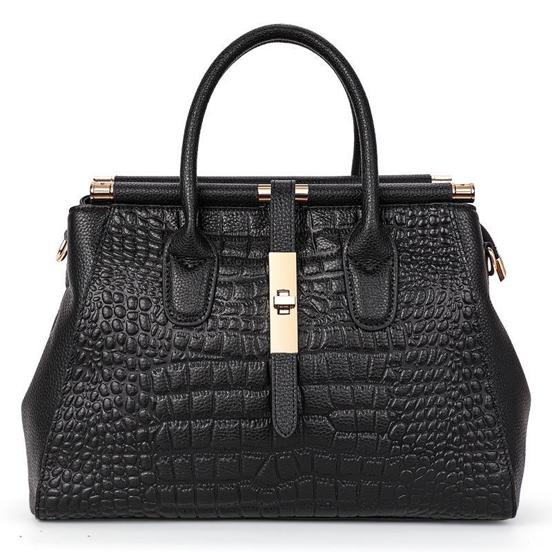 2025 Luxury Women's Genuine Leather Handbag, High-Capacity Stone Pattern Design