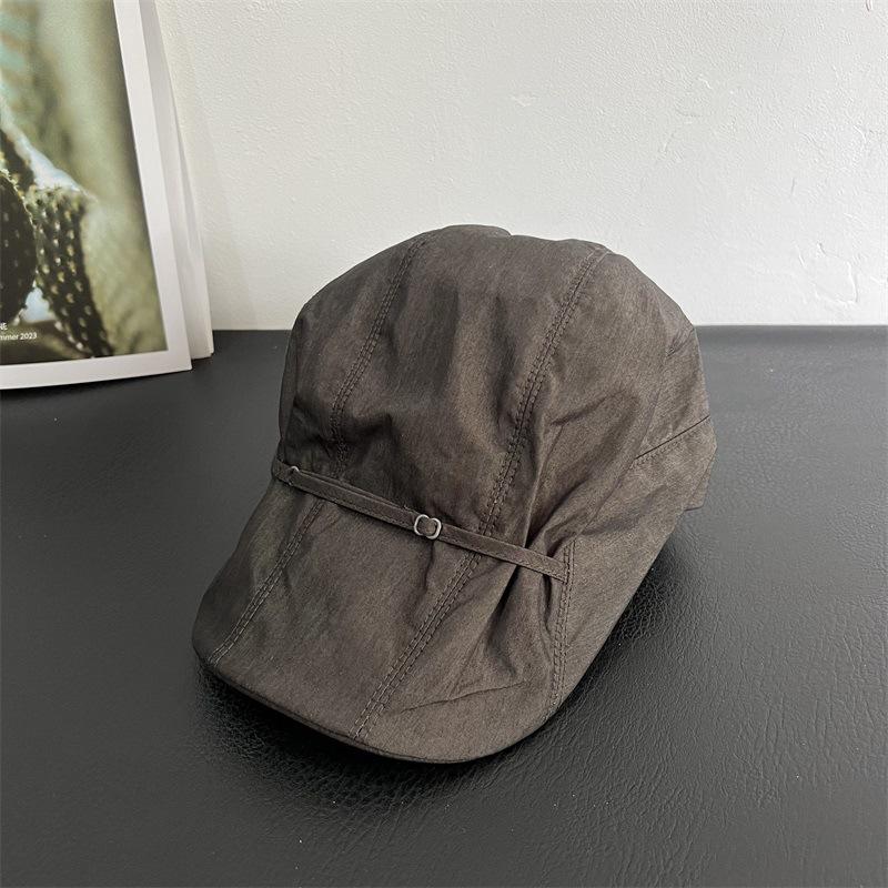Korean Nylon Quick Dry Front Tie Ascot Cap Women Old Money Vintage Beret Casual UV Protection Sun Visor Hat Spring Summer