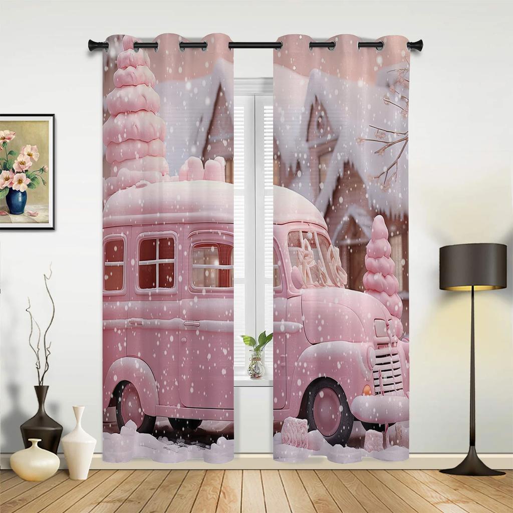 Pink Cartoon Castle White Curtains for Bedroom Living Room Drapes Kitchen Children's Room Window Curtain Modern Home Decor