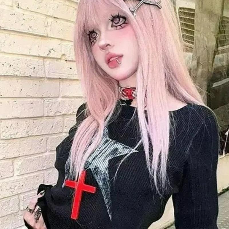 2026 Punk Gothic Wood Cross Pendant Necklace for Women Men Couple Vintage Black White Hip Hop Y2K Necklace Party Jewelry Gift