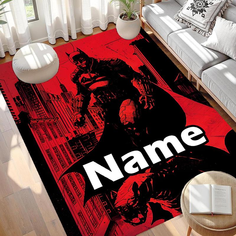Custom Name Personalized Batman Print Carpet, Versatile Home Decor Rug, for Playroom, Apartment, Balcony, Entryway, Hallway Gift