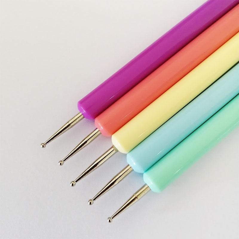 

5 шт. Двойная головка, ручка-сверло, ручка-точечная роспись, кисть для дизайна ногтей, инструмент для маникюра с салонными точками, многоцветный