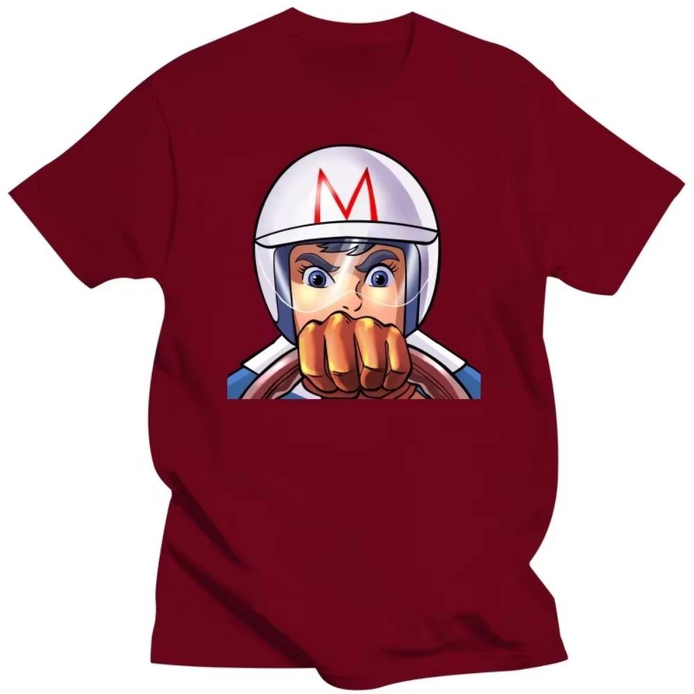 Vintage Speed Racer T Shirt Men Crew Neck Short Sleeve Anime Cartoon Mach 5 Tee Tops Cotton Regular Fit T-Shirt Clothing Gift