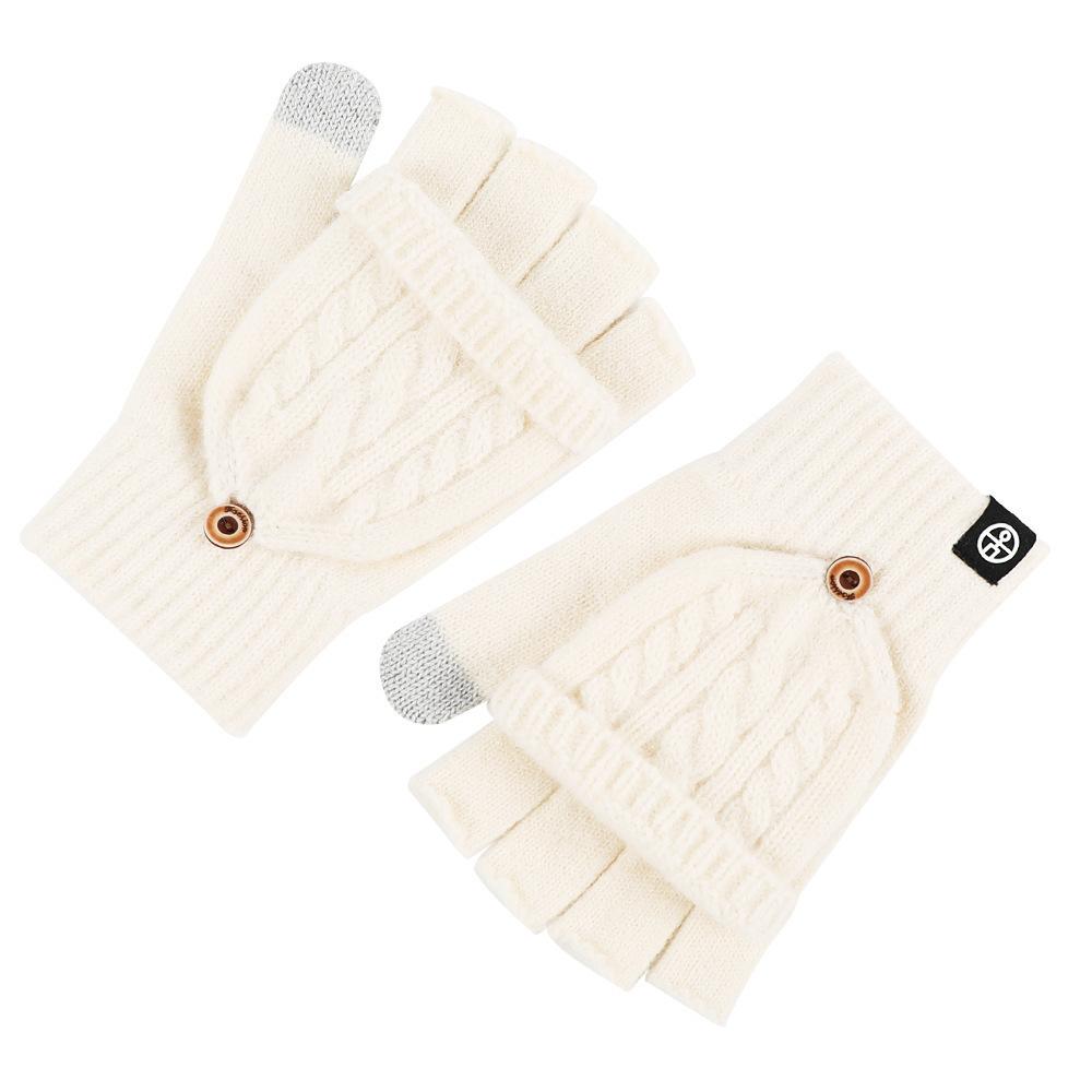 Gants Tricotés pour Femmes à Couverture Rabattable Mignons à Double Usage Gants en Laine Hiver Chaud Demi-Doigt Doigt Découvert Gants en Fourrure de Lapin