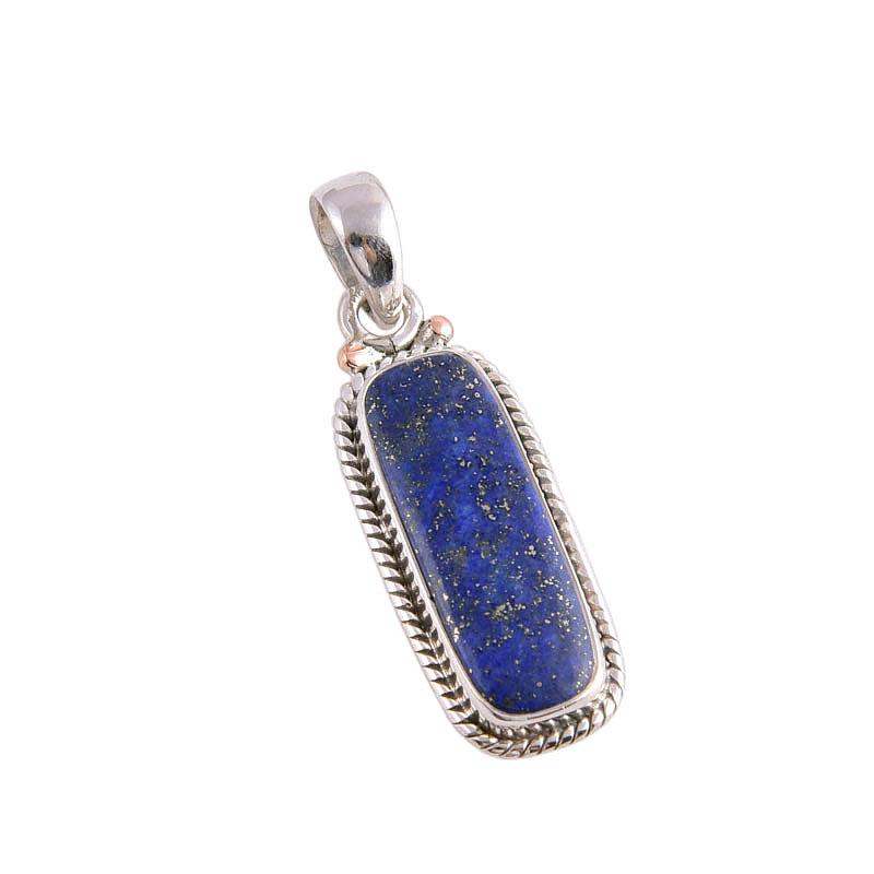 Natural Lapis Lazuli Gemstone Handmade 925 Solid Silver Gift Pendant 1.50" H7Y22