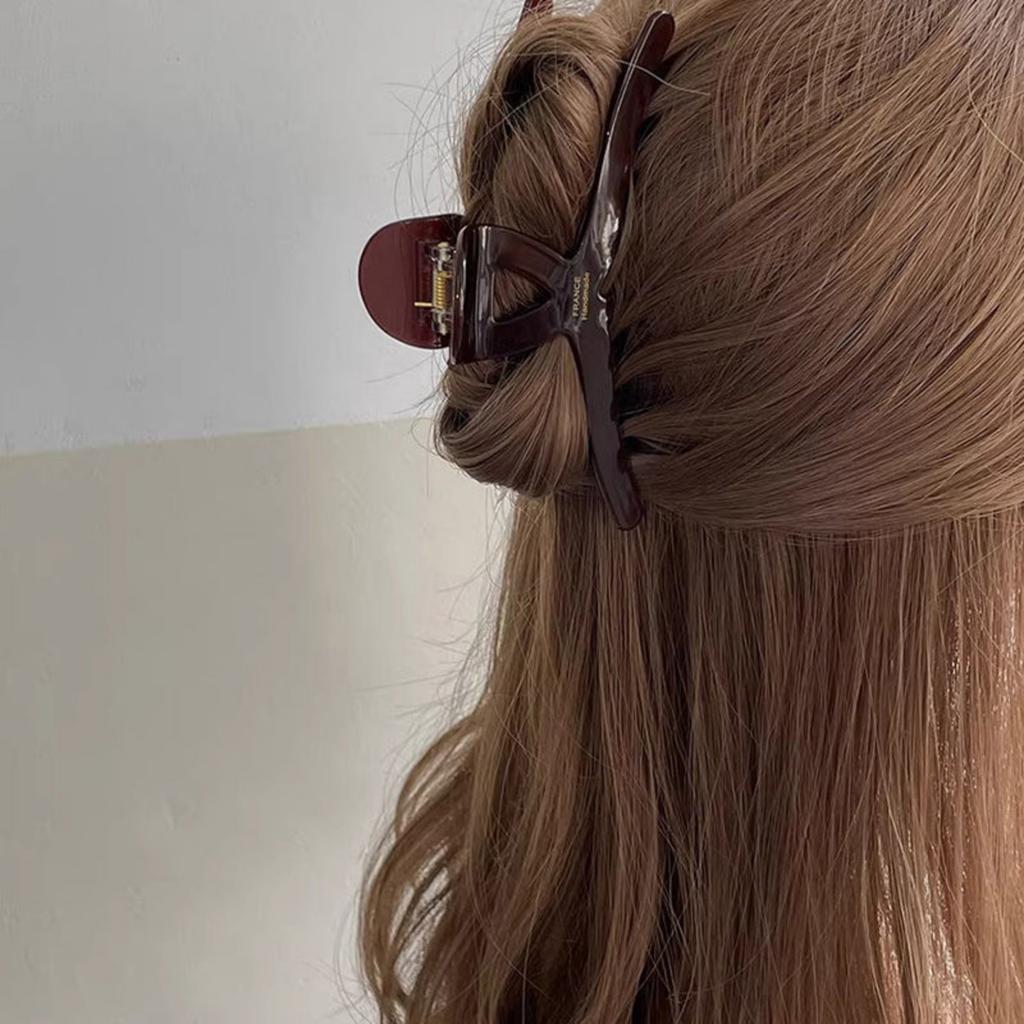 1PC Chocolate, Acetate, Grab Clip, Hair Clip, Female, Back of Head, Hair Grip, Premium, Shark, High Quality, Four Seasons