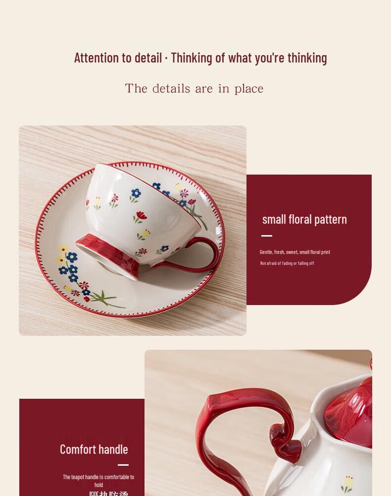 Shunxiang Vintage Teaware Set: Retro Cups & Saucers, Teapot, Perfect for Afternoon Tea & Coffee, In a Gift Box