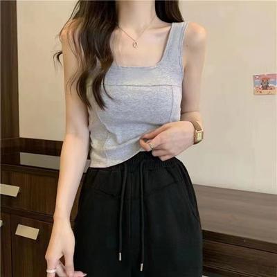 Camisole Vest Women Yoga Top With Padding Inner Outer Wear Sleeveless Wide Shoulder Summer Vest Slim Top Women Motion Vest