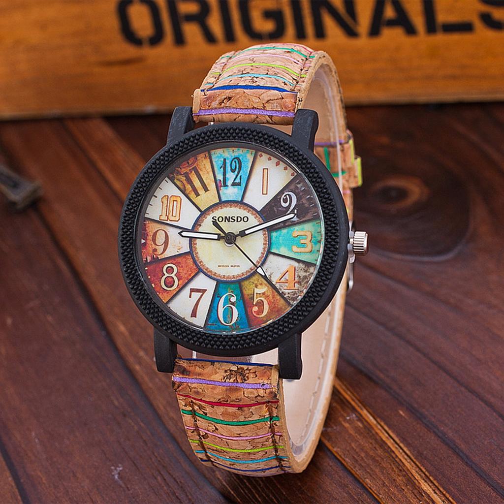 Womens Unisex Retro Casual Faux Leather Analog Quartz Watch
