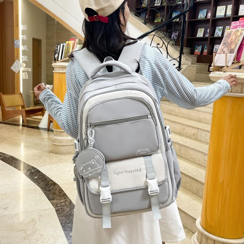 High-value schoolbag girl cute sweet large capacity leisure travel backpack simple middle and high school backpack
