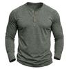 Mens Classic Style Henley Pullover Tops Raglan Long Sleeve Solid Color Daily Casual Wear Crew Neck Basic T Shirts