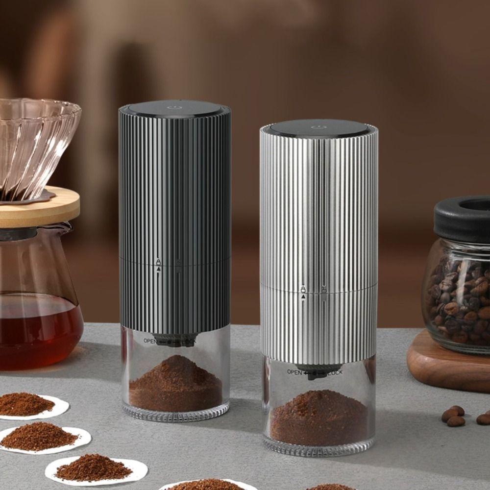 Strip Pattern Portable Coffee Grinder Ceramic Grinding Core Touch On Design Electric Coffee Bean Grinder LED Display Intelligent