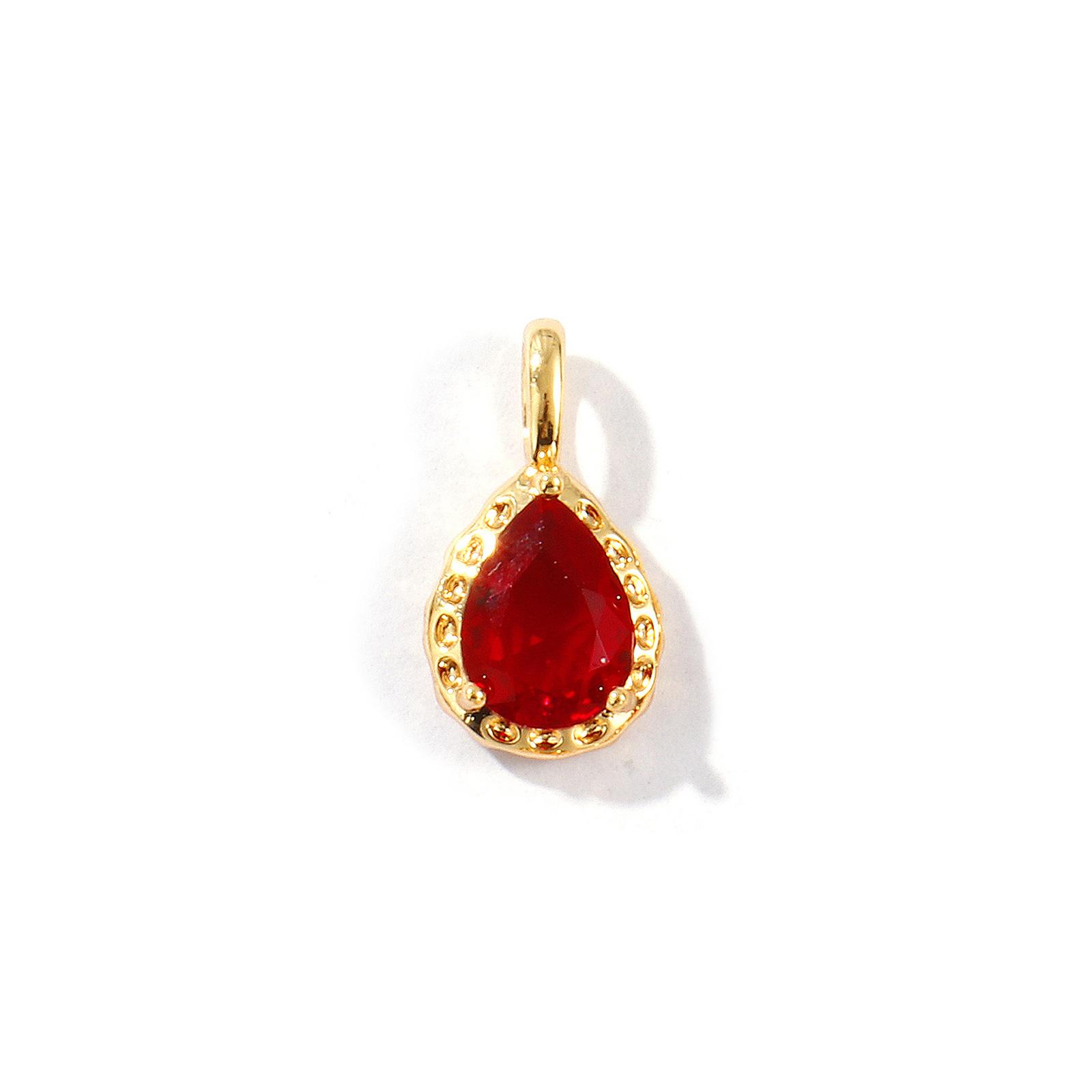 2 PCs Drop Brass & Rhinestone Birthstone Charms 18K Gold Plated 12Months Pendants For DIY Necklace Jewelry Making15mm x 8mm