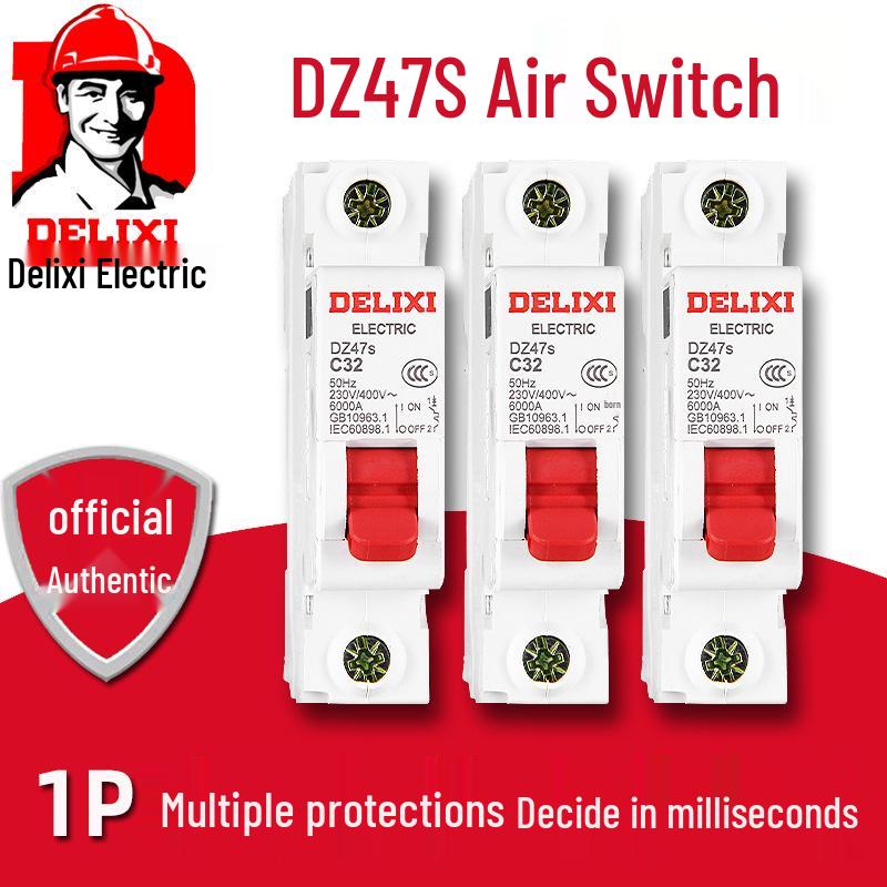 Delixi DZ47S Single Pole Miniature Circuit Breaker - Available In 20A, 25A, 32A, 40A, 63A