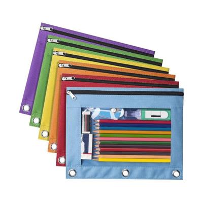 6 Pcs Zippers Pen Bag 3 Rings Binders Pencil Case File Bag Clear Window Pencil Box For Erasers Rulers Markers Storage