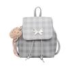 College Plaid Backpack Women's Casual Niche Design Butterfly Backpack Premium Handbag