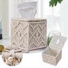 Decorative Square Woven Tissue Box Cover, Macrame Tissue Holder, Fits Most Square Size Tissues, Elegant Design