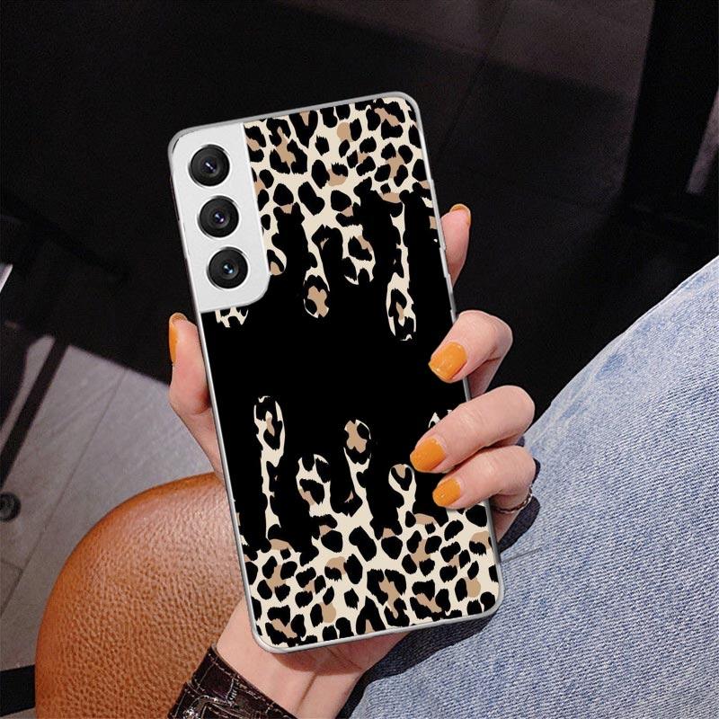 Leopard Print Phone Case For Samsung Galaxy S24 S25 Edge S26 Ultra S23 S22 S21 Plus S20 FE + Personalized Print Cover Galaxy S24