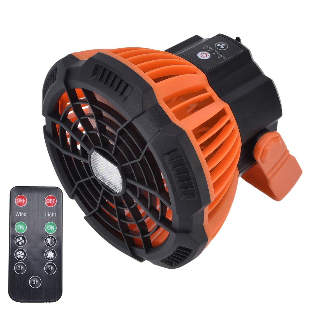 Campingventilator mit Licht Leise USB-Aufladung 180 Grad Drehung Tragbares Hakendesign 5 LED-Ventilator für Zelt