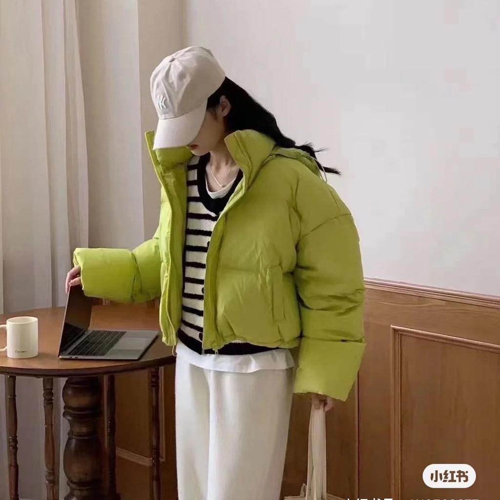 Down cotton-padded women's winter thickened small short cotton-padded women's loose cotton-padded jacket hooded bread jacket