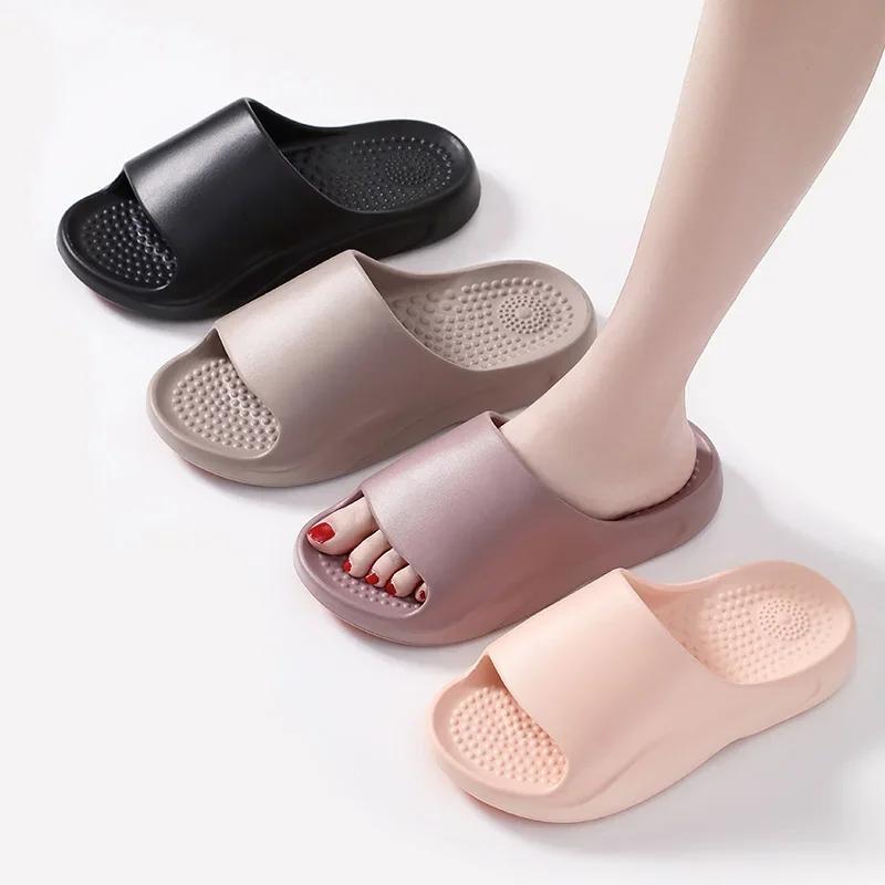 Unisex Anti-Slip Soft Sole Cloud Slippers 2025 Summer Women Light Odorant Home Eva Slides Bathroom Bath Massage Elderly Slippers