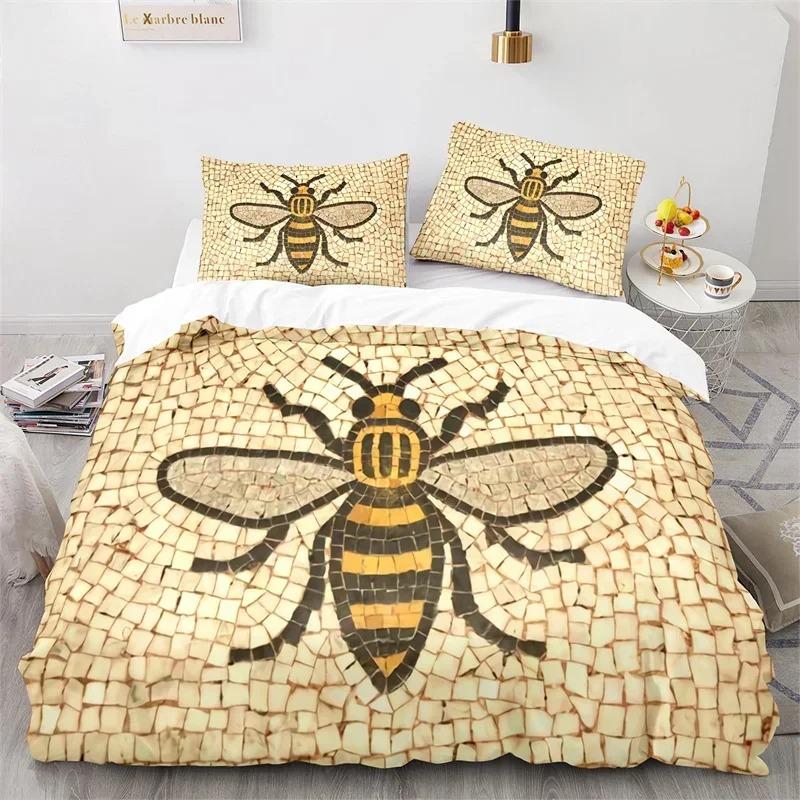 Comforter Cartoon Bee Insect Honeybee Bedding Set Microfiber Wild Animal Comforter King For Teens Boys Kawaii Home Decor