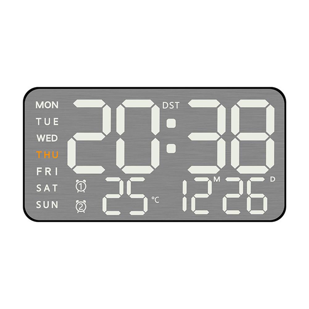 For Bedroom For Home Brushed Clock Digital Wall Clock Home Decor 21.5*11 Cm Temperature Display 12 24 Hours Format