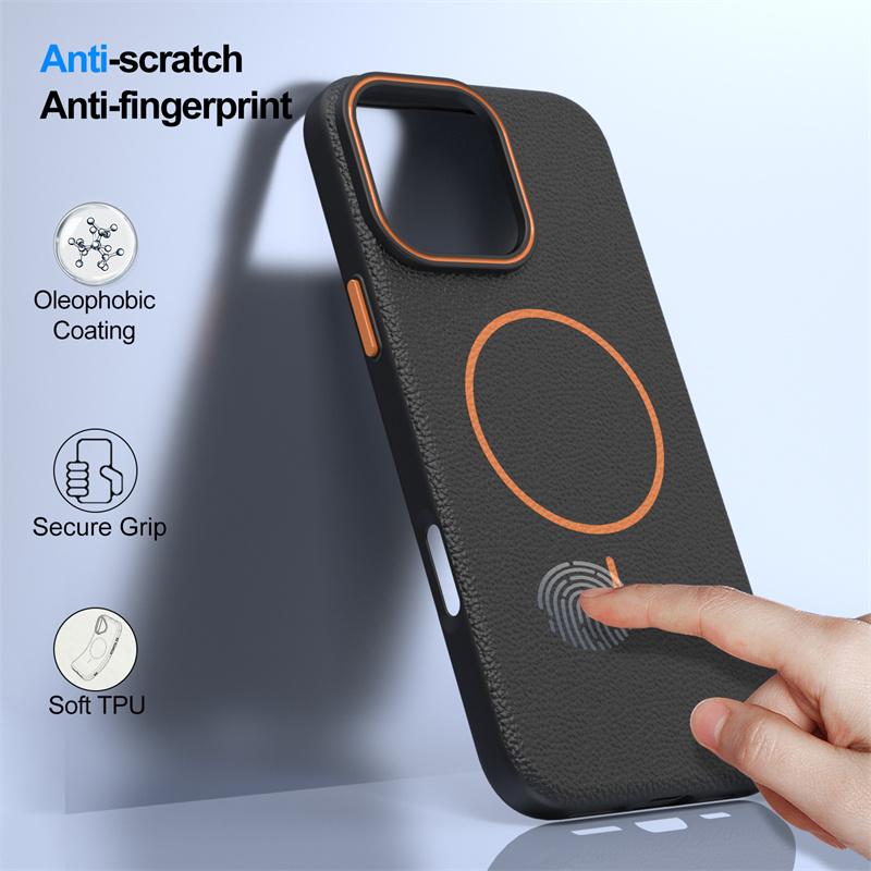 IPhone 17 16 13 12 11 Pro Max Lichee Texture Case for IPhone 17 Air 15 14 Pro Max 16 Plus Back Cover for Magsafe Phone Cases