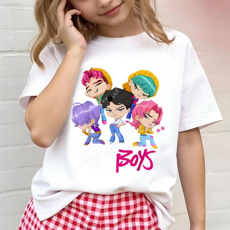 Kpop Demon Hu nter Children's T Shirt Women Short Sleeve Saja Boys Kids Tee Kpop Demon Tshirt Boys Girls Family Clothing