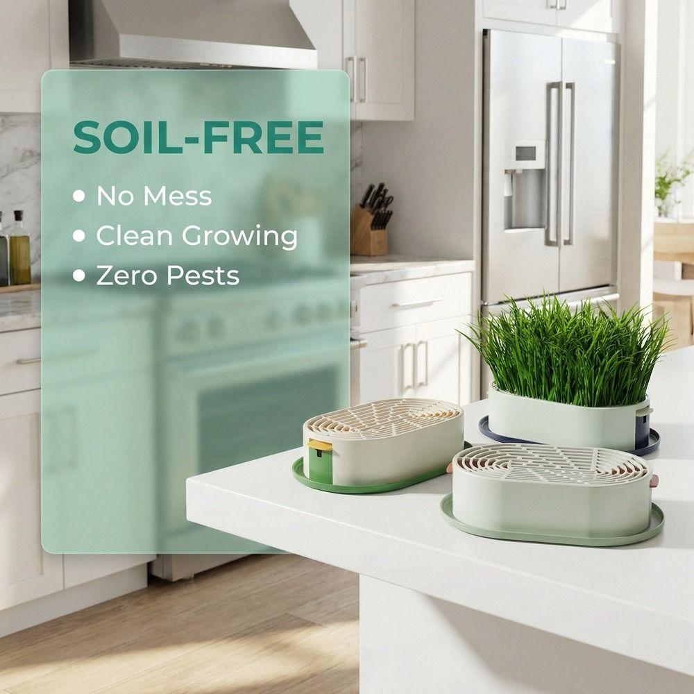 Prevent Overflow Cat Grass Planter Box Removable Nursery Pots Hydroponic Tray  Indoor Gardening