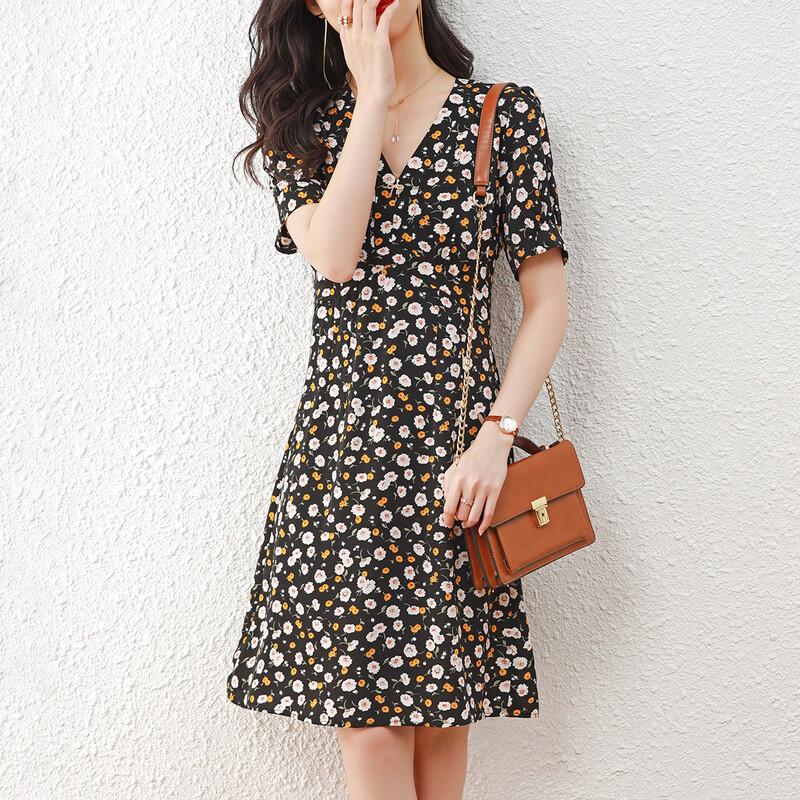 Srcr French Style Polka Dot Floral Chiffon Dress M
