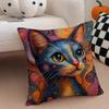 Simple Casual Prints Of The Strange Cats Cushion Cover Linen Pillow Case Soft Breathable Protective Couch Room Decoration