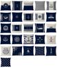 Navigation Blue Compass Anchor Pillow Cover Nautical Shell Fish Linen Pillow Case Home Decorative Mediterranean Cushion Cover
