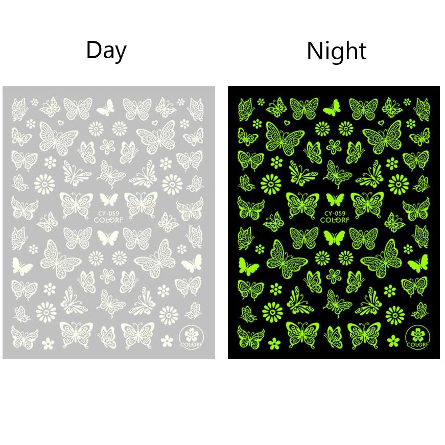 

1 лист светящиеся в темноте сказочная бабочка 3D водонепроницаемые наклейки для ногтей наклейки DIY маникюр украшения