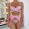 Erotic Lingerie  Women's Sexy Lace Underwear Three Piece Set for Comfortable Fit