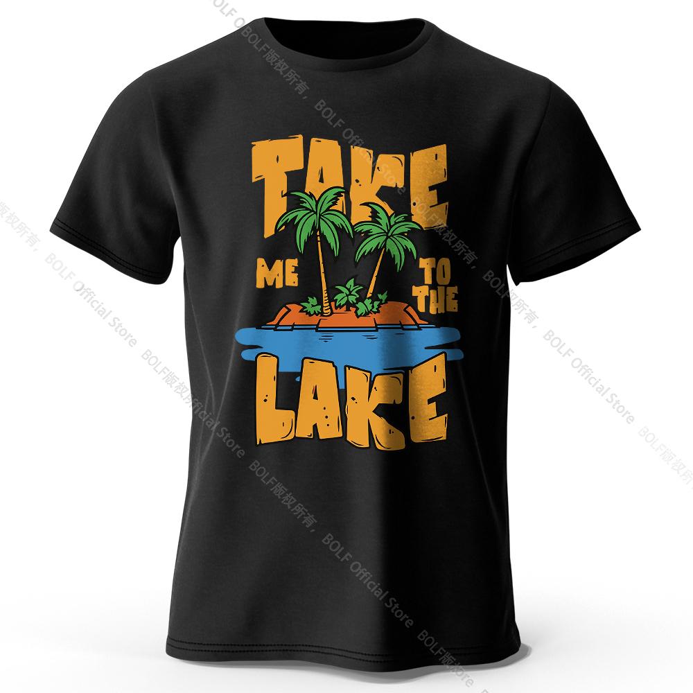 Take Me To The Lake Printed T-Shirt 100% Cotton Oversized Nature Graphic Tees for Men Women Summer Tops Lakeside Streetwear