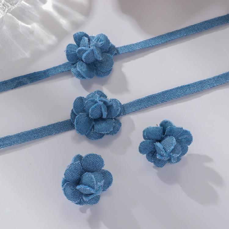 Statement Denims Blue Collar Bracelet Earrings Fashionable Jewelry Accessories Casual Party Wear Set for Women Girls