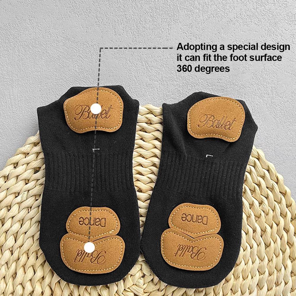 1 Pair Mid-Tube Dance Socks With Anti-Slip Wear-Resistant Sole Leather Sports Yoga Multi-Color Cotton Socks