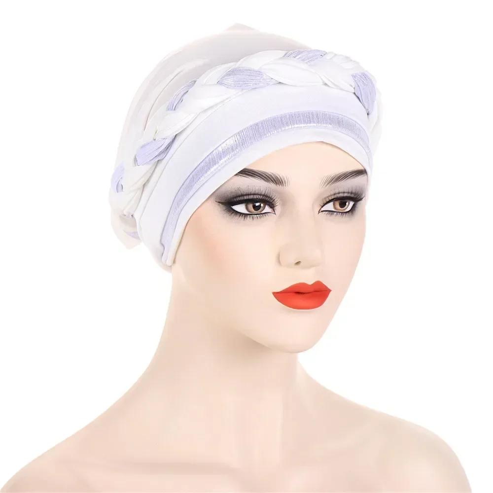 Velour Muslim Women Braid Hijab Turban Chemo Stretch Cap Hair Loss Hat Head Wrap Islamic Bonnet Headwear Beanie Cover
