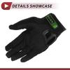 HEROFFIX Motorcycle Gloves, Mesh, Anti-Slip, Shockproof, Breathable, Heat Dissipation, Pellet Flock, Bicycle, Outdoor, 1 Pair Black Green XL