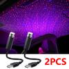2Pcs Mini LED Car Roof Star Night Lights Interior Ambient Starry Sky Projector Light Auto Roof Room Iling USB Atmosphere Lamp