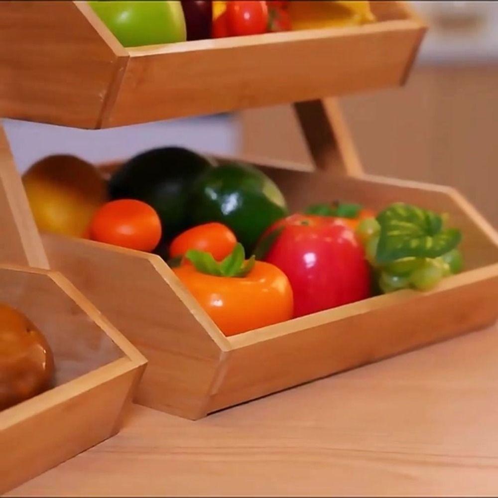 2/3 Tier Fruit Basket Large Capacity Multifunctional Desktop Snack Storage Shelf Removable Food Container