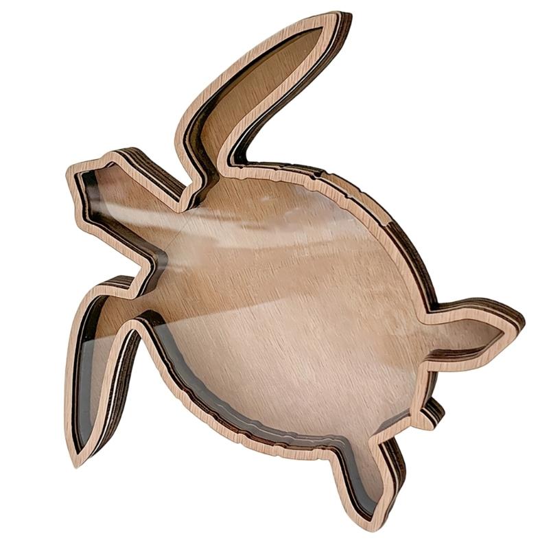 Starfishs Shape Seashells Display Box with Clear Acrylic Front Wood Seashells Holders for Shark Teeth Small Shadows Box