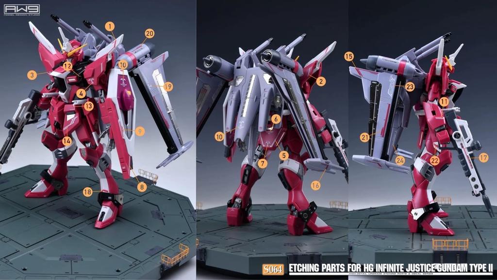 HG 1/144 Infinite Justice Nishiki Modification Detail Up High-Quality Metal Parts with Water-Transfer Decals